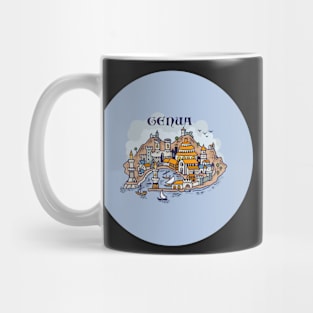 Genoa city hand drawing illustration pin buttons Mug